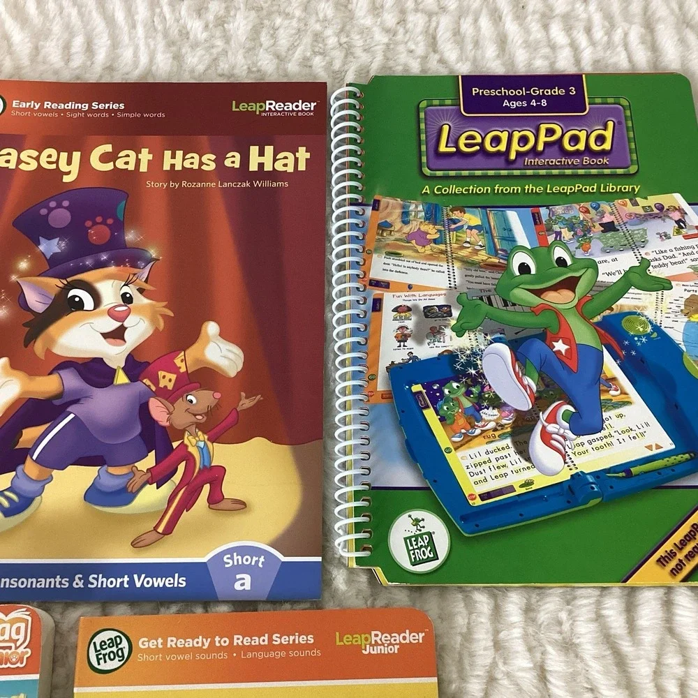 Lot of 8 Leap Frog Tag Junior Reader Books Leap Pad + Math Circus DVD - NO PEN